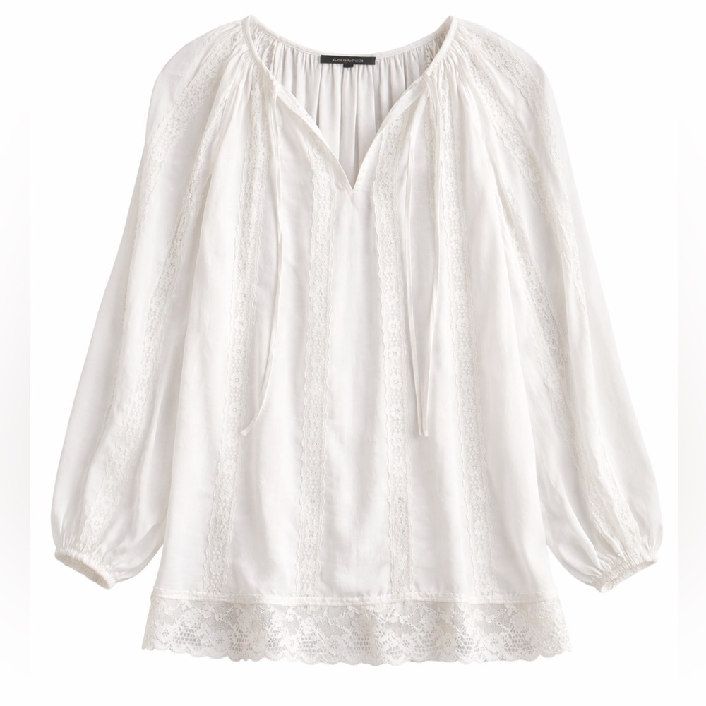 Kobi Halperin | White Lace Detail Boho Blouse | M